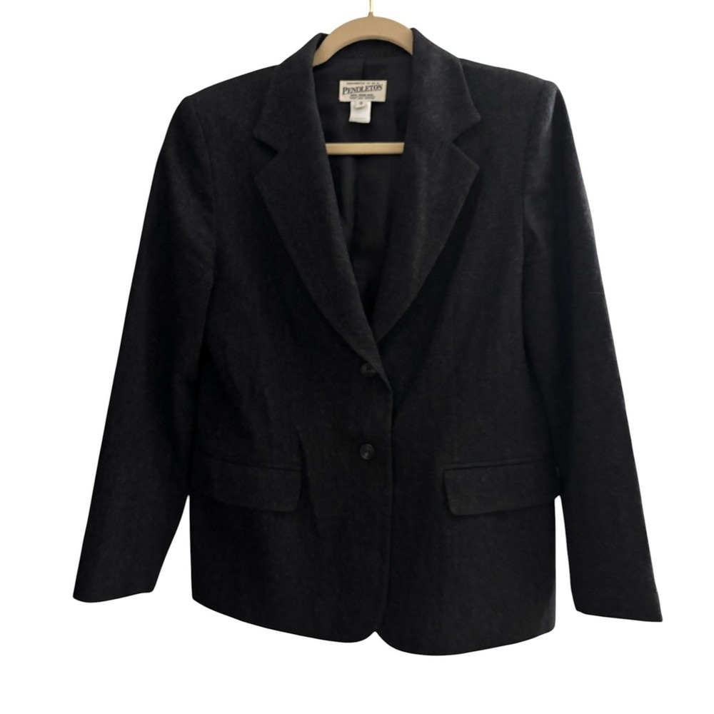 Vintage Pendleton Womens Blazer 10 100% Virgin Wool Black Made USA Woolmark